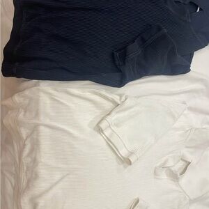 Zara Men's Navy and White Polo Shirts